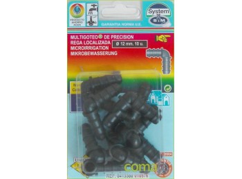Codo goteo 12mm.10 uds.010576
