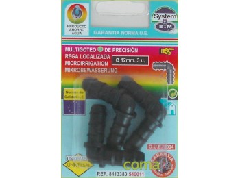 Codo goteo 12mm. 3 uds.540011