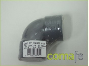 Codo 87 h-h evac.pvc40mm804014