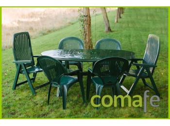 Mesa jardin ovalada verde 170x