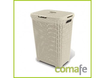 Cesto c/tapa 60lt blanco curve