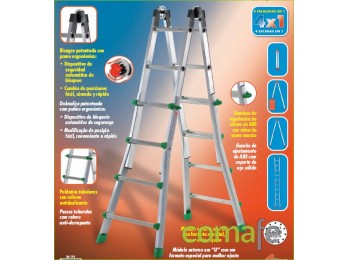Escalera multiuso aluminio 8+8