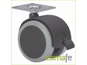 Rueda gir 50mm freno pu gris 4