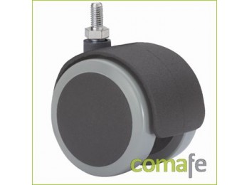 Rueda gir 50mm pu gris espiga