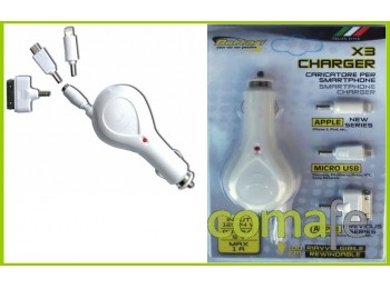 Cargador smarphone auto+3conec