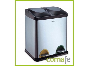 Cubo reciclaje inox 2comp 30lt