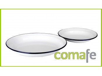 Fuente llana esmaltada blanca