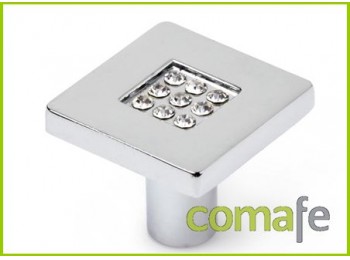 Pomo mueble zamak/cristal cuad