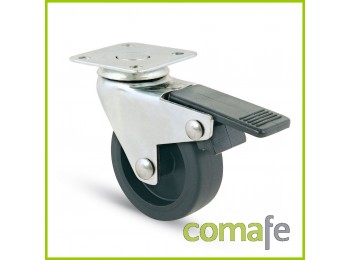 Rueda goma giratori c/fr plat.