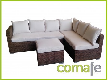 Set rattan esq 3 piezas marron