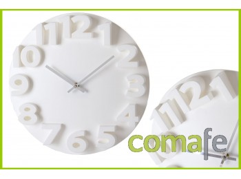 Reloj pared blanco plastico 35