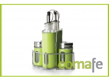Vinagrera 4pz verde metal/cris