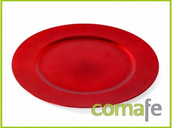 Bajo plato redondo rojo 33 cm