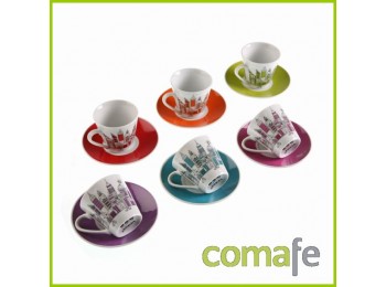 Taza cafe con plato 6pz versa