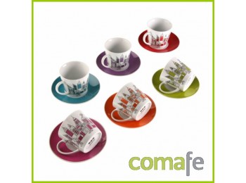 Taza te con plato juego 6pz ve