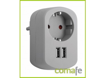 Adaptador 1 toma 16a+2usb 2.1a