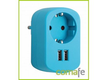 Adaptador 1 toma 16a+2usb 2.1a