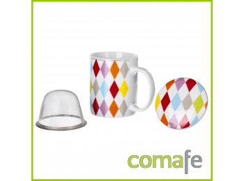 Taza mug tapa/filtro rombos po