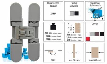 Bisagra Invisible K6100 Cromo SAT Reversible