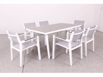 Silla jard natuur blanco/marro