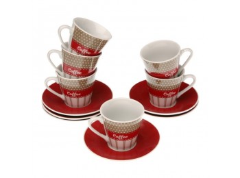 Taza c/plato 80ml bonheur 6 pz