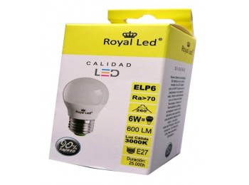 Lampara led esf. e27 6w 600lm