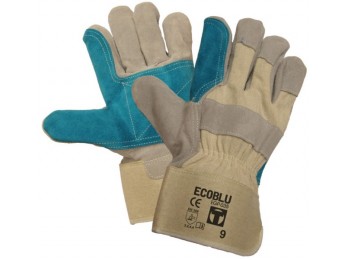 Guante piel eco blu gr/az l09