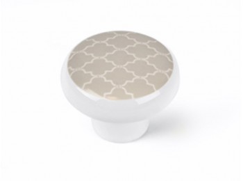 Pomo 30x40mm rei porcel bl/cre