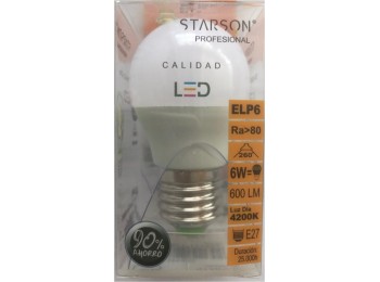 Lampara led esf. e27 6w 600lm