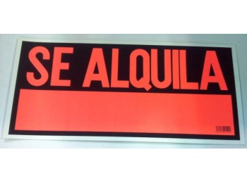 Cartel se alquila 49x23cm